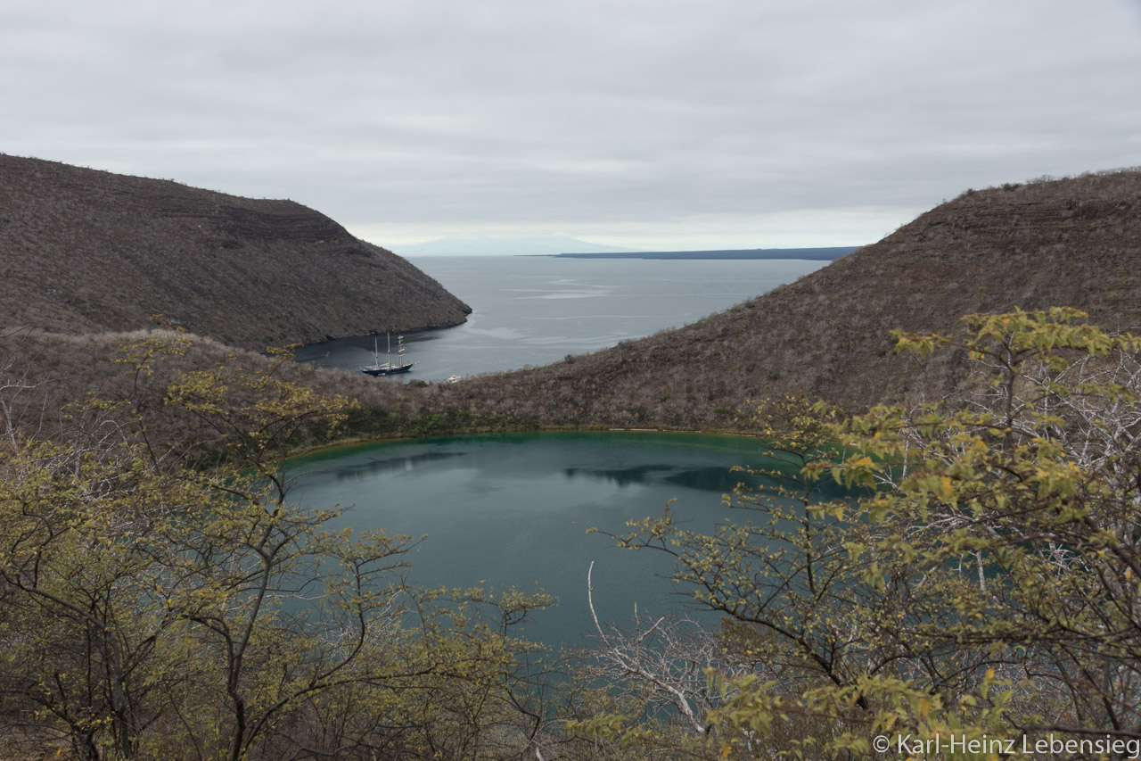 Aussicht Tagus Cove mit Darvin Lake im Vordergrund
